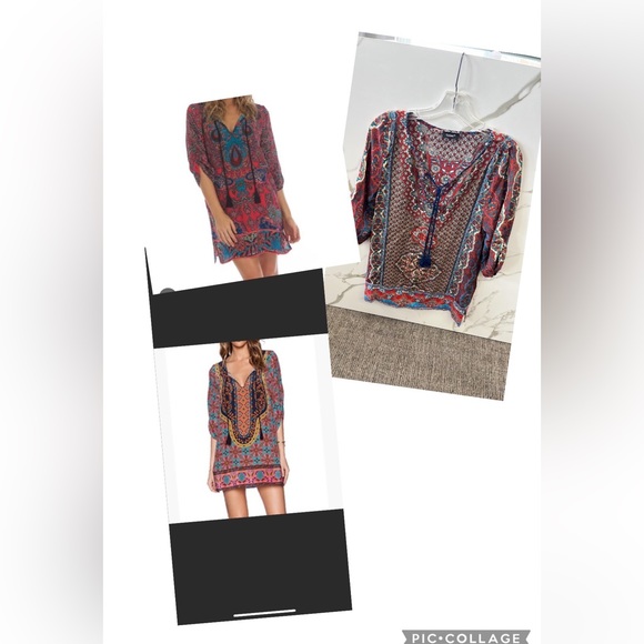 Worn once. Tolani silk print dress with rushed sleeves - Picture 1 of 8